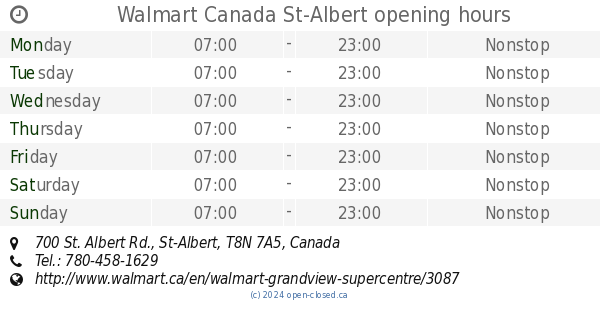 Walmart Canada St Albert Opening Hours 700 St Albert Rd