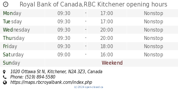 RBC Kitchener hours, 1020 Ottawa St N