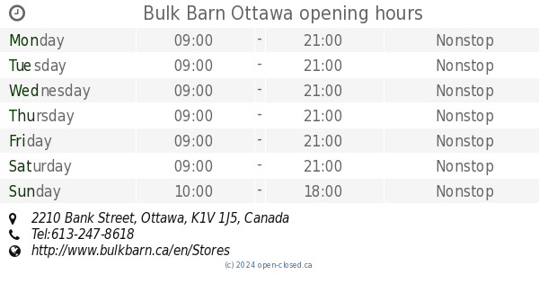 Bulk Barn Ottawa Opening Hours 2210 Bank Street