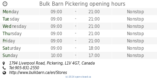 Bulk Barn Pickering Opening Hours 1794 Liverpool Road