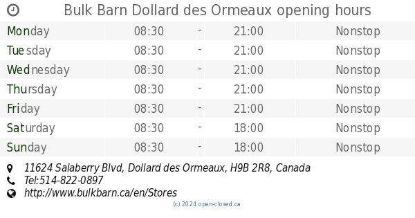 Bulk Barn Dollard Des Ormeaux Opening Hours 11624 Salaberry Blvd