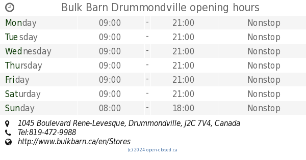 Bulk Barn Drummondville Opening Hours 1045 Boulevard Rene Levesque