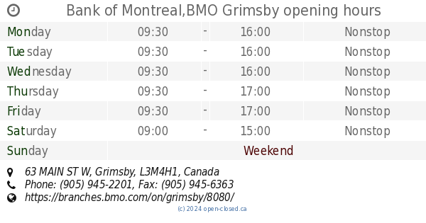 BMO Grimsby hours 63 MAIN ST W