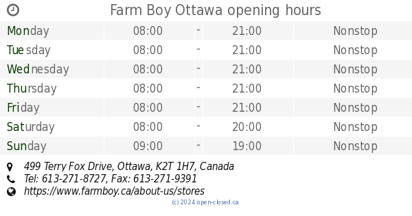 Farm Boy Ottawa opening hours 499 Terry Fox Drive