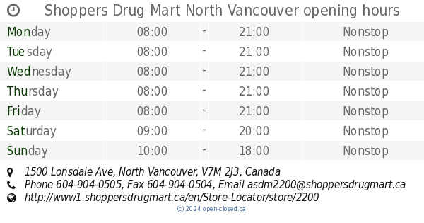 Lonsdale and 15th shoppers deals hours