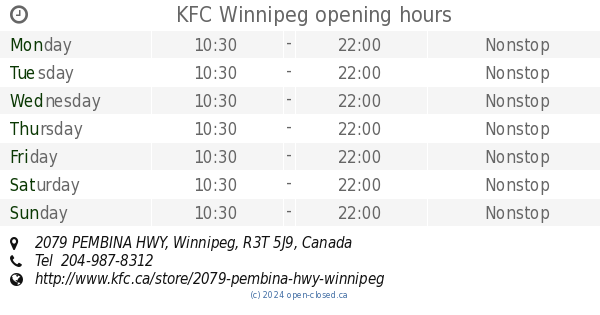 kfc opening times