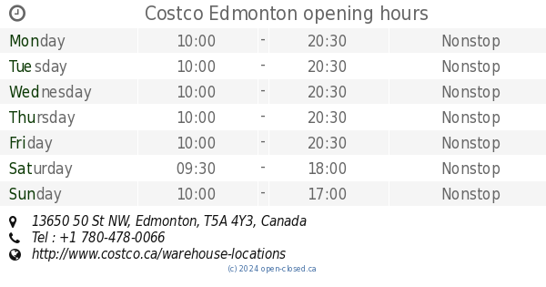 what time does costco in edmonton open