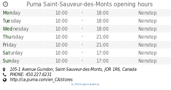 Puma Saint-Sauveur-des-Monts opening hours, 105-1 Avenue Guindon