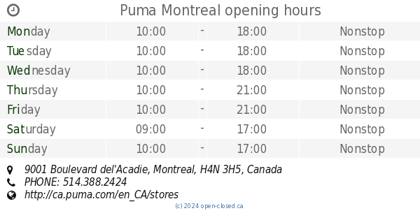 puma marche central hours
