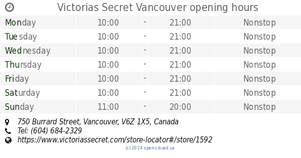 Victorias Secret Vancouver opening hours, 750 Burrard Street
