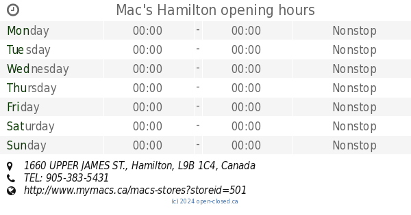 Mac S Hamilton Opening Hours 1660 Upper James St