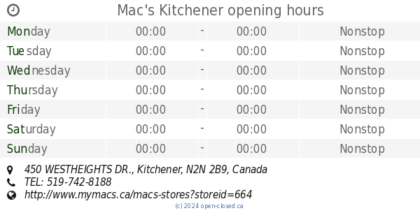 Mac S Kitchener Opening Hours 450 Westheights Dr