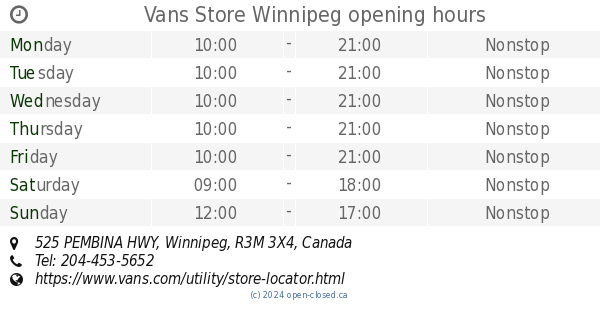 vans store hours