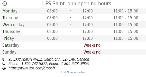 UPS Saint John opening hours 95 EXPANSION AVE 1