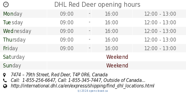 DHL Red Deer opening hours 7474 79th Street