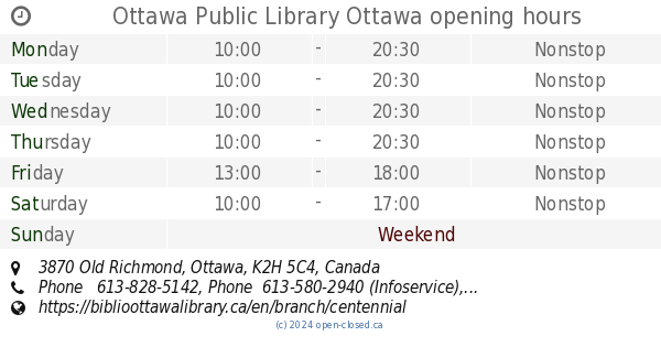 Ottawa Public Library Ottawa opening hours, 3870 Old Richmond