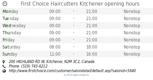 First Choice Haircutters Kitchener Opening Hours 200
