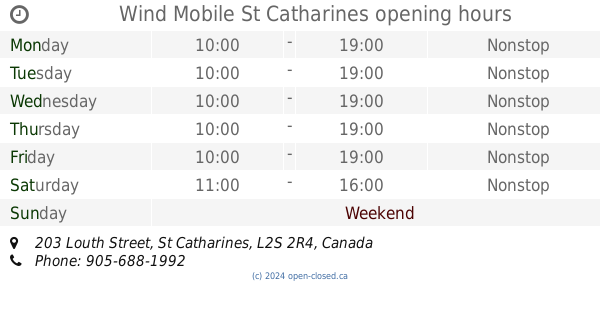 Wind Mobile St Catharines hours, 203 Louth Street